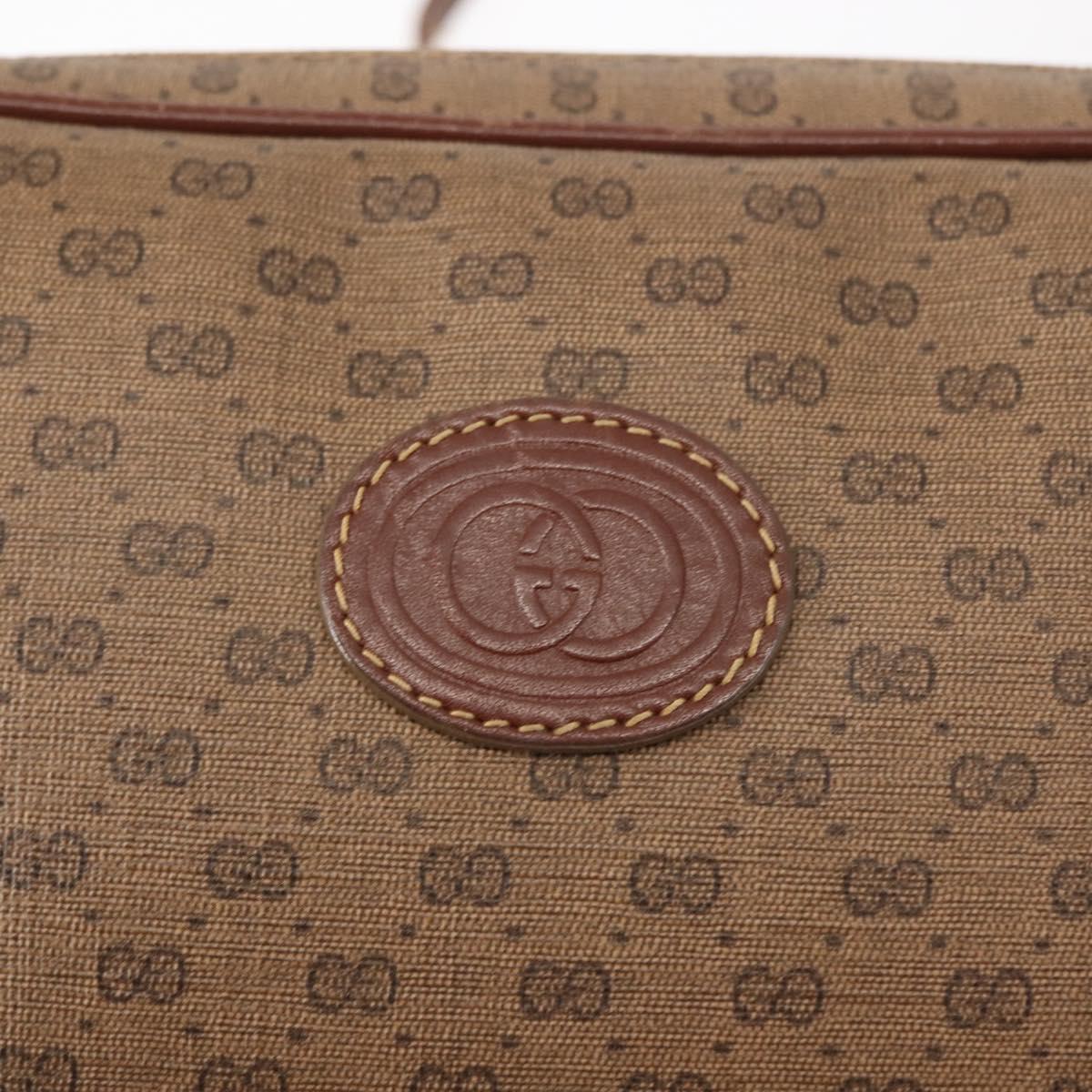 GUCCI Micro GG Supreme Shoulder Bag PVC Beige Gold Auth ep11169