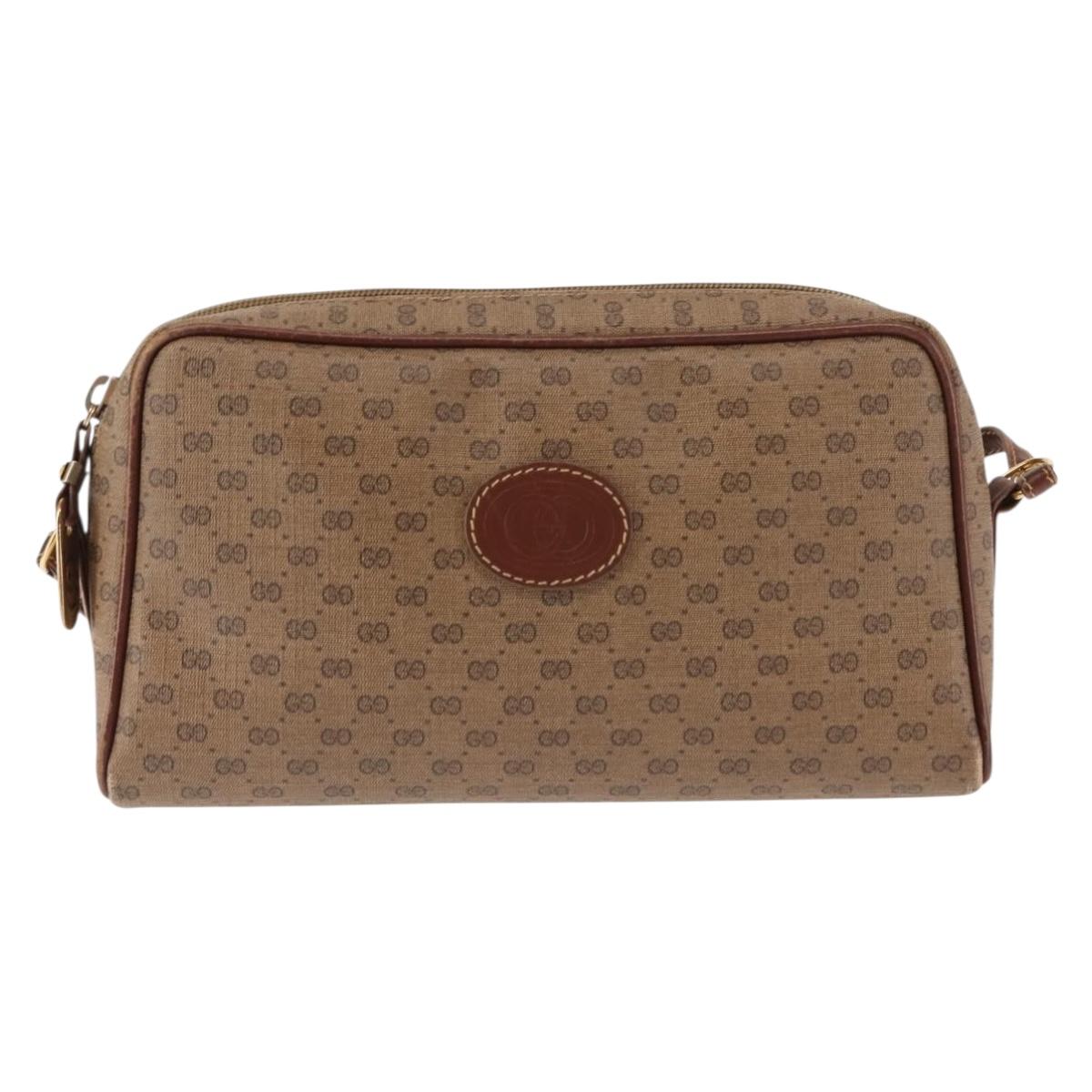 GUCCI Micro GG Supreme Shoulder Bag PVC Beige Gold Auth ep11169