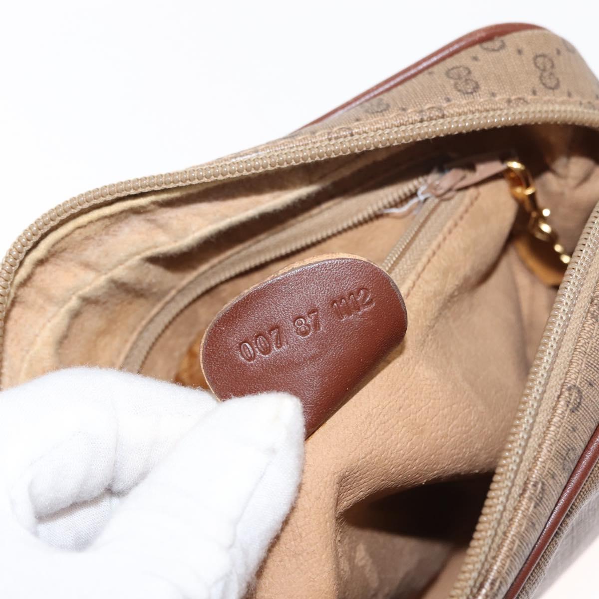 GUCCI Micro GG Supreme Shoulder Bag PVC Beige Gold Auth ep11169