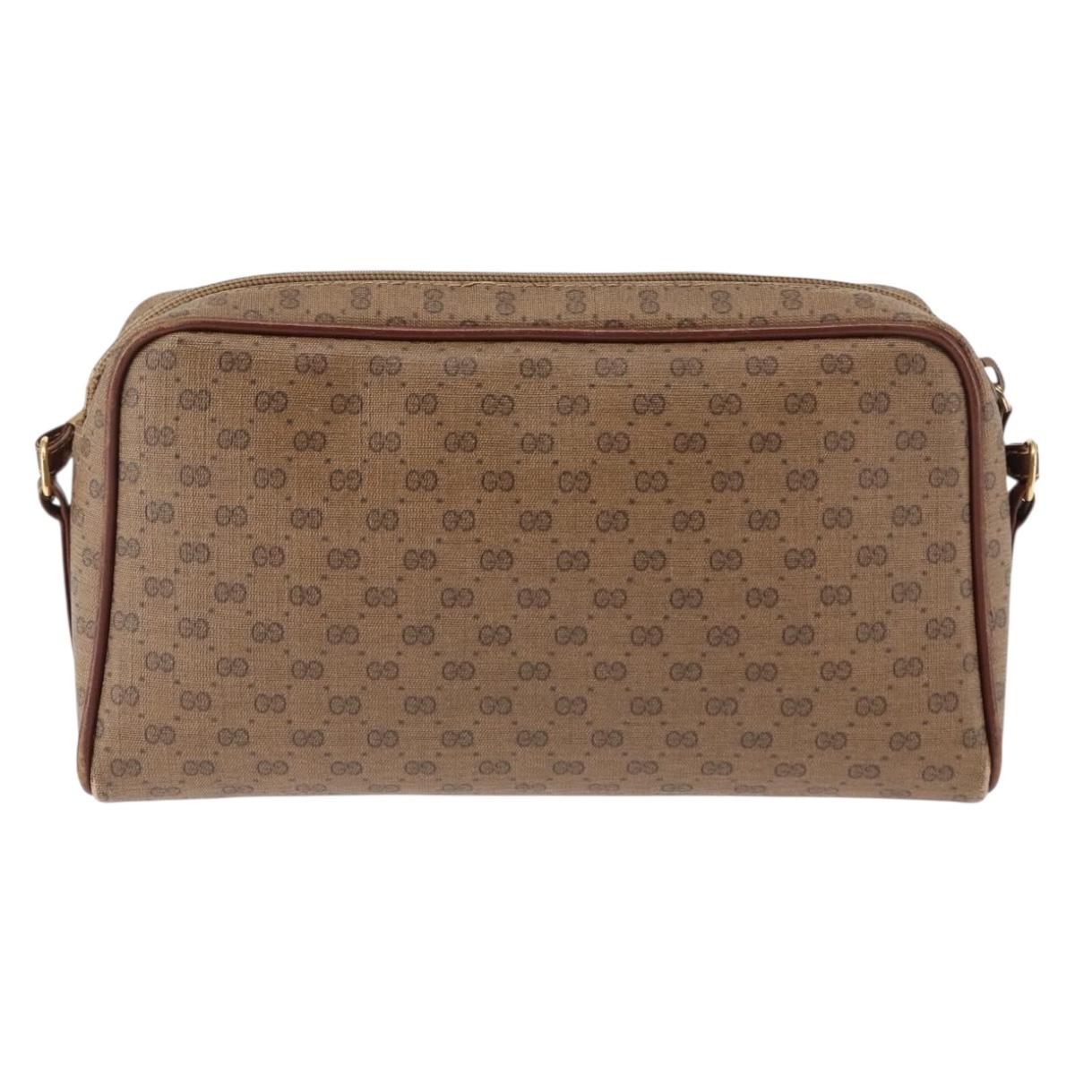 GUCCI Micro GG Supreme Shoulder Bag PVC Beige Gold Auth ep11169