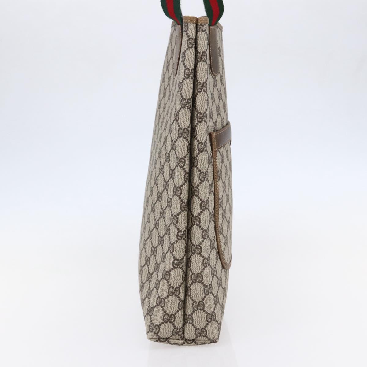 GUCCI GG Supreme Web Sherry Line Tote Bag PVC Beige 37 02 2140 Auth ep11172