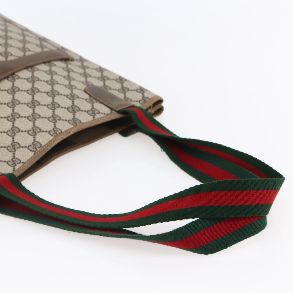 GUCCI GG Supreme Web Sherry Line Tote Bag PVC Beige 37 02 2140 Auth ep11172