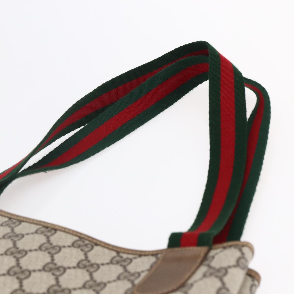 GUCCI GG Supreme Web Sherry Line Tote Bag PVC Beige 37 02 2140 Auth ep11172