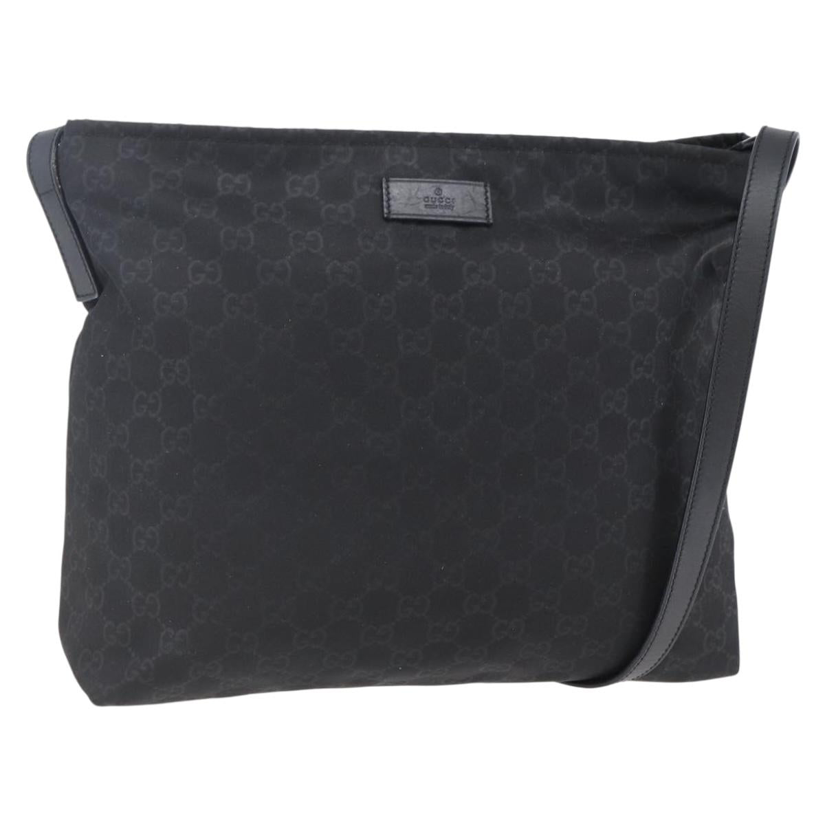 GUCCI GG Canvas Shoulder Bag Nylon Black Silver 308840 Auth ep11174