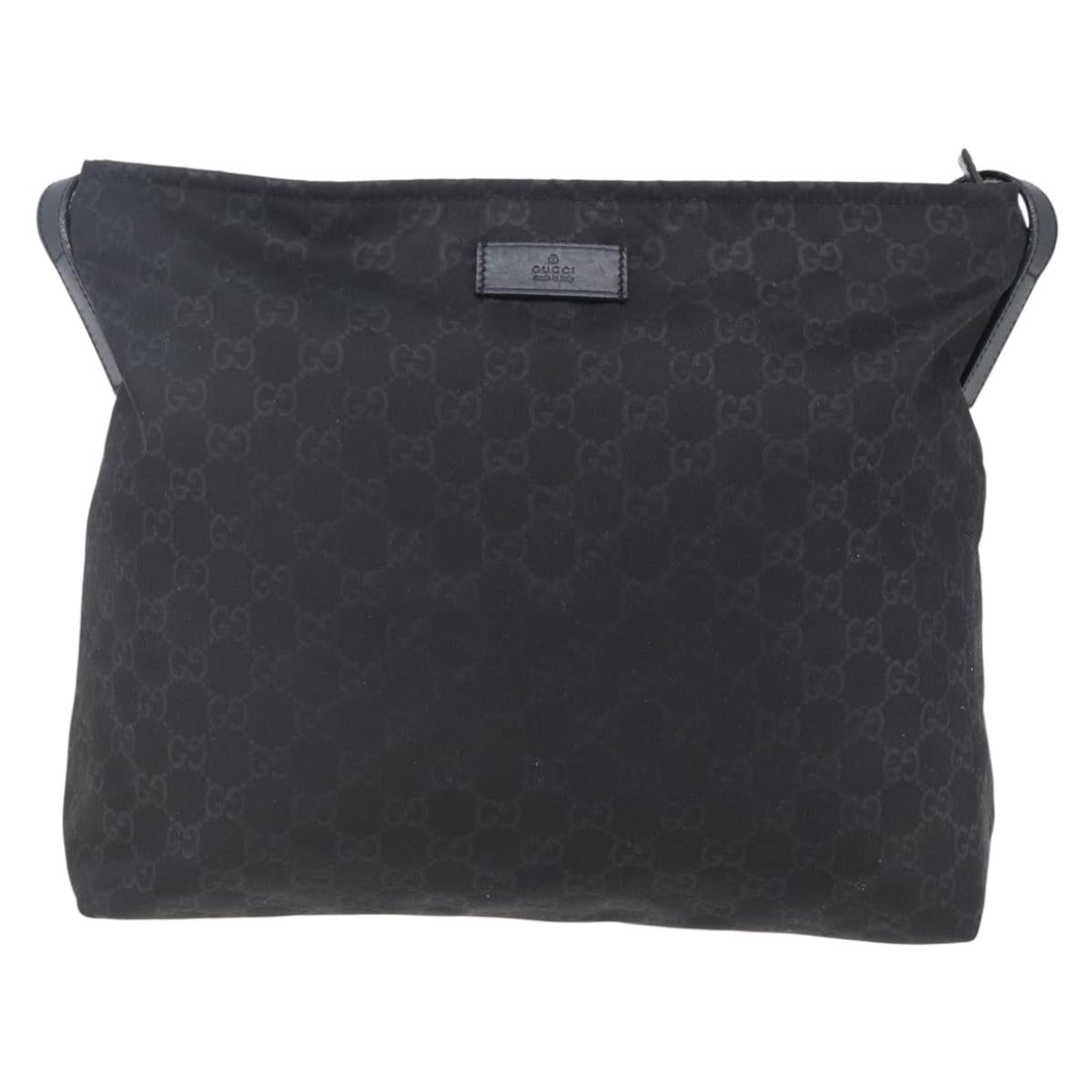 GUCCI GG Canvas Shoulder Bag Nylon Black Silver 308840 Auth ep11174