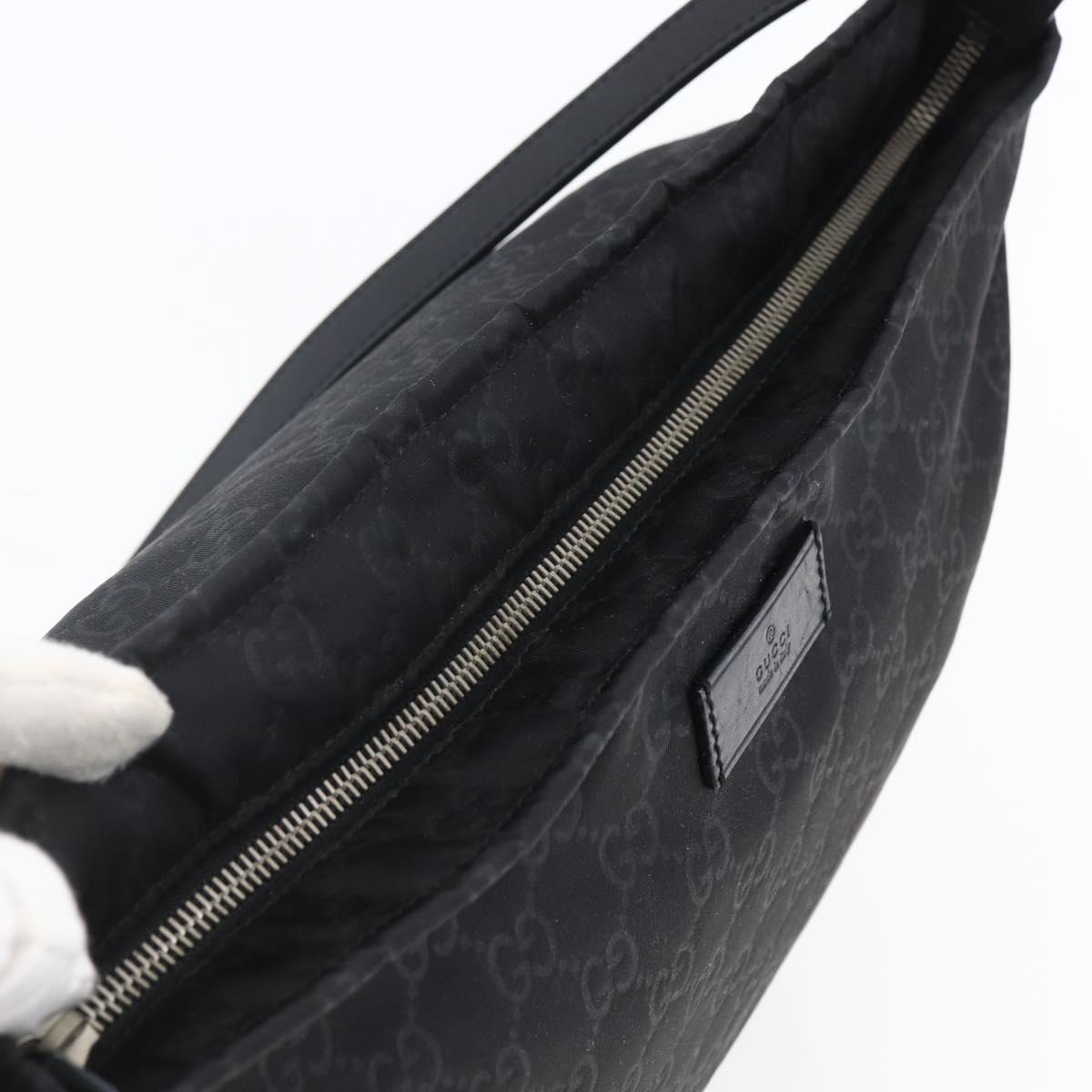 GUCCI GG Canvas Shoulder Bag Nylon Black Silver 308840 Auth ep11174