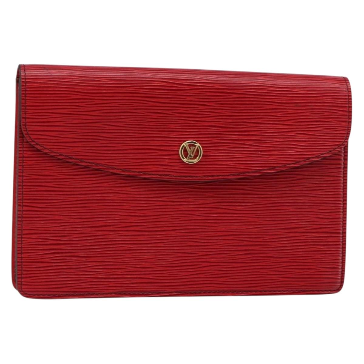 LOUIS VUITTON Epi Montaigne 23 Clutch Bag Red M52667 LV Auth ep11175