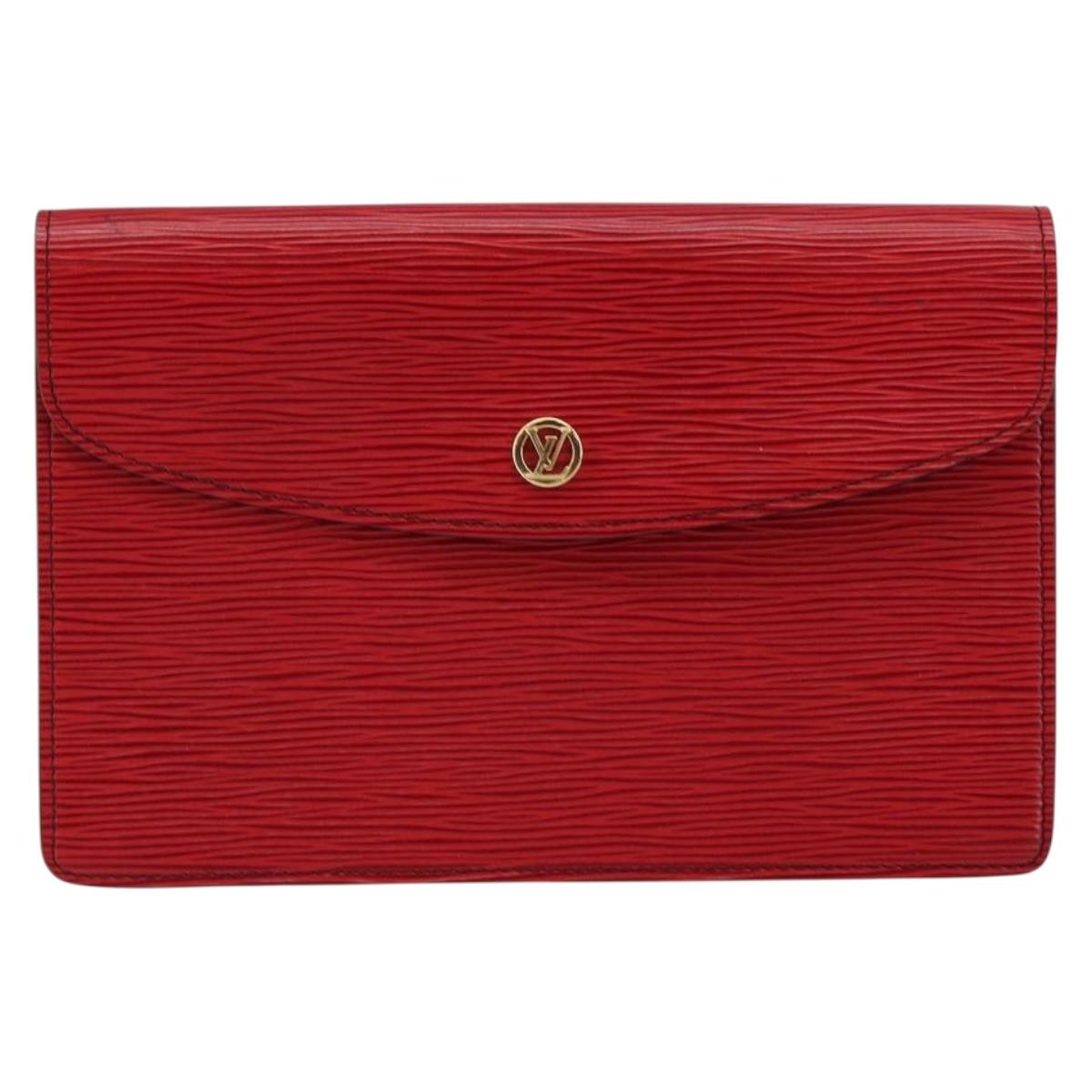 LOUIS VUITTON Epi Montaigne 23 Clutch Bag Red M52667 LV Auth ep11175