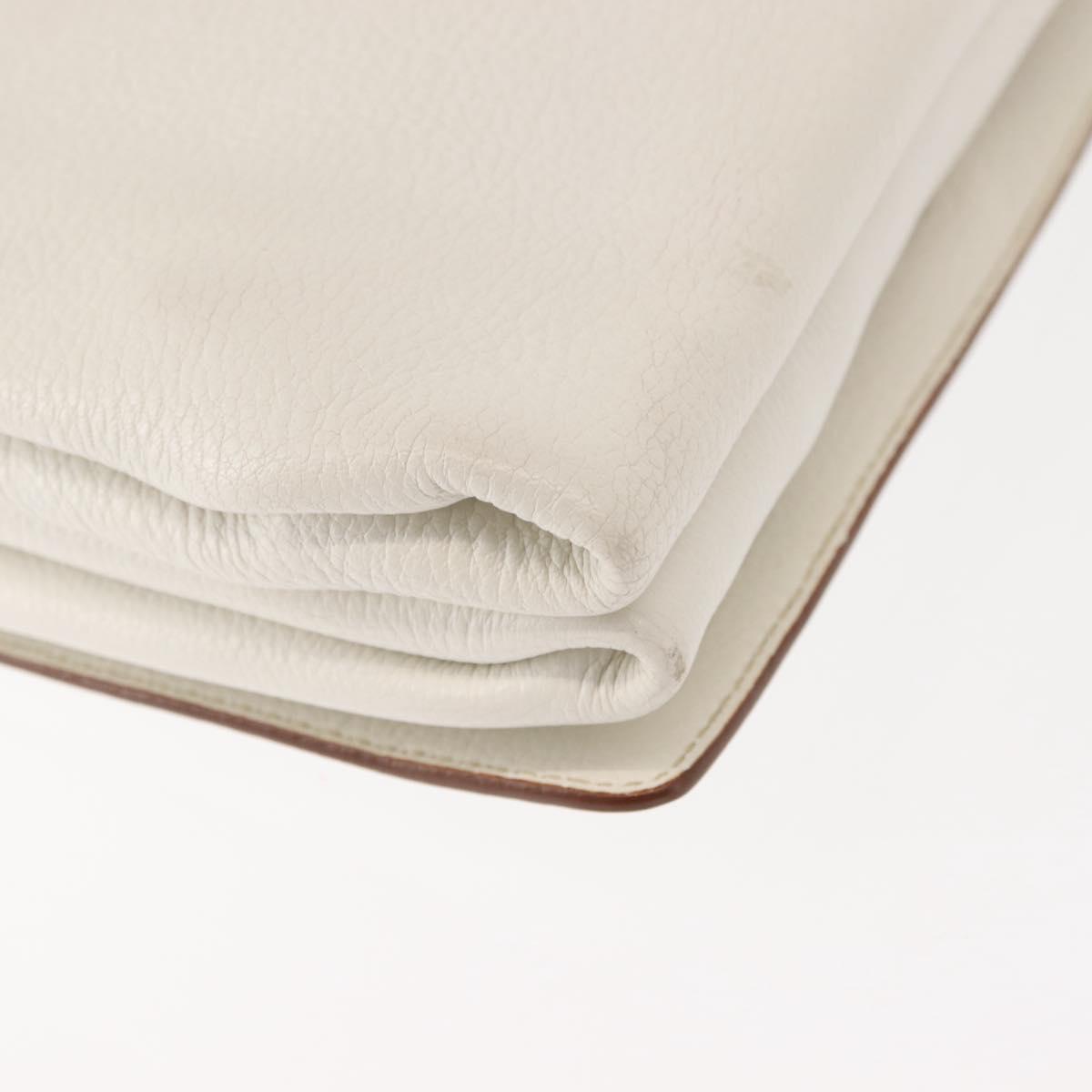 PRADA Shoulder Bag Leather White Gold Auth ep11182