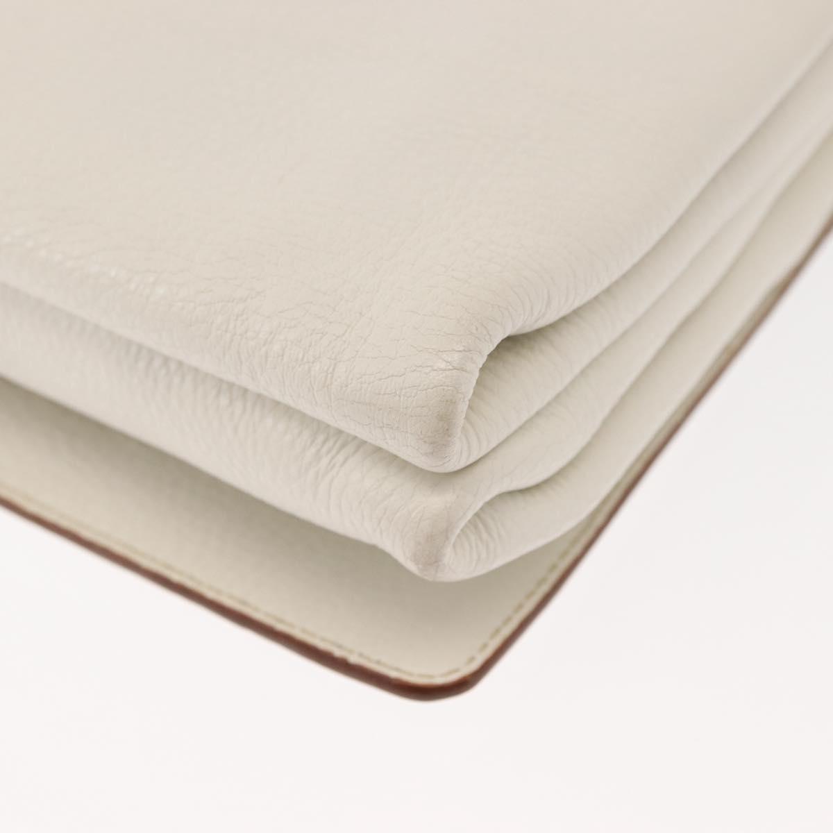 PRADA Shoulder Bag Leather White Gold Auth ep11182