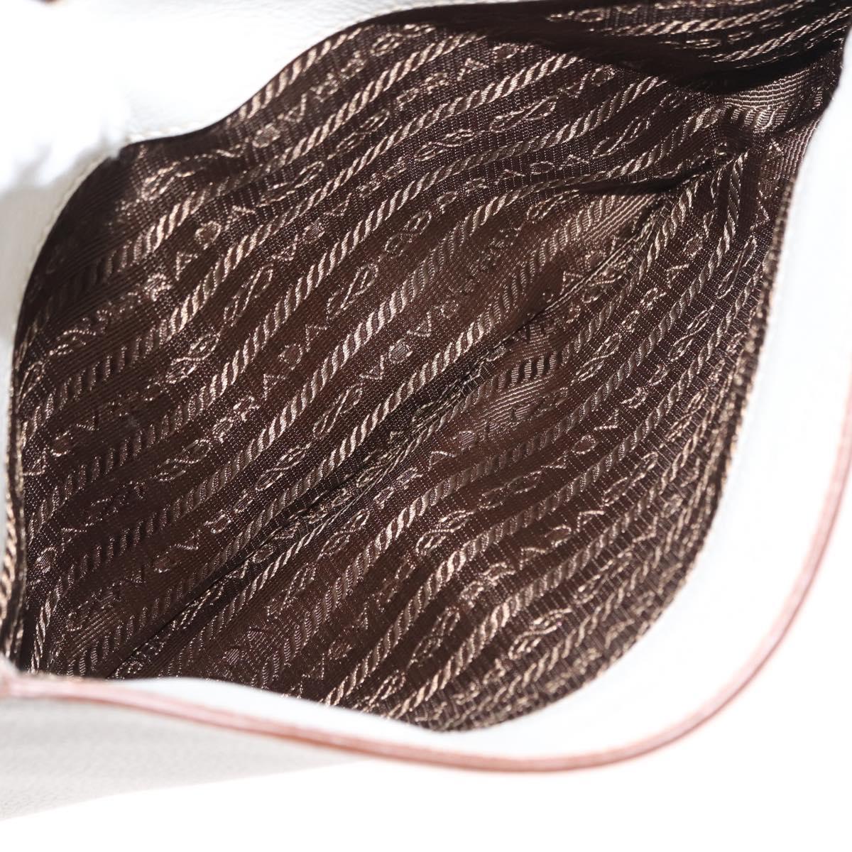 PRADA Shoulder Bag Leather White Gold Auth ep11182