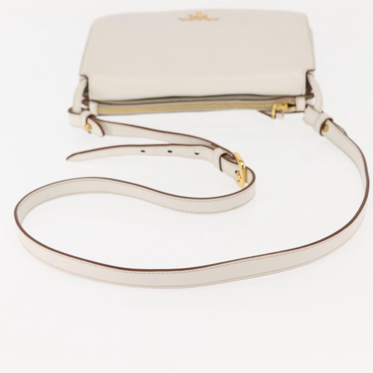 PRADA Shoulder Bag Leather White Gold Auth ep11182