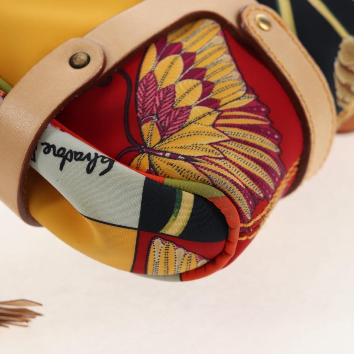 Salvatore Ferragamo Animal Pattern Shoulder Bag Nylon Leather Beige Auth ep11184