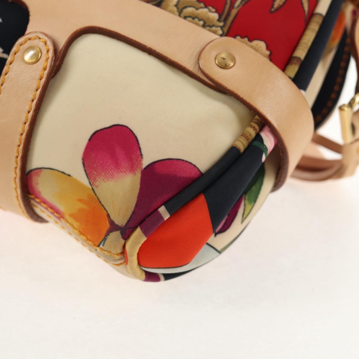 Salvatore Ferragamo Animal Pattern Shoulder Bag Nylon Leather Beige Auth ep11184
