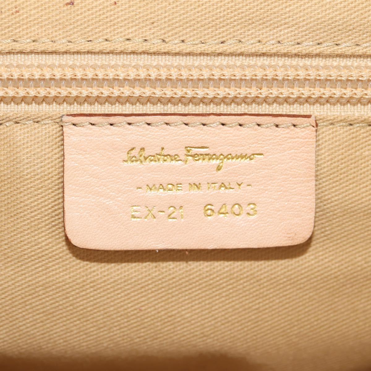 Salvatore Ferragamo Animal Pattern Shoulder Bag Nylon Leather Beige Auth ep11184