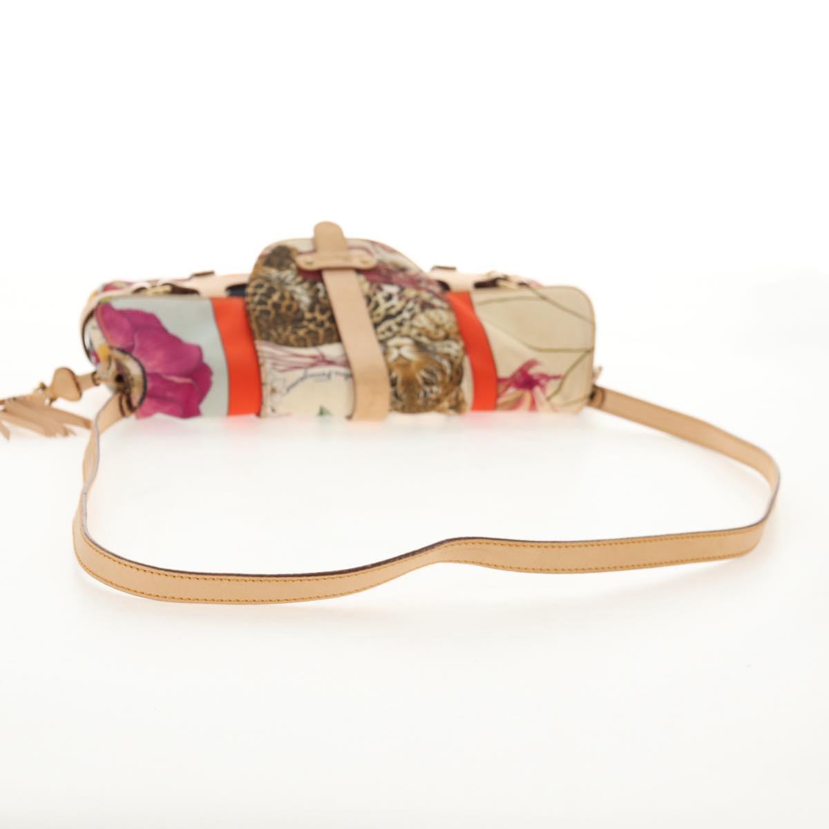Salvatore Ferragamo Animal Pattern Shoulder Bag Nylon Leather Beige Auth ep11184
