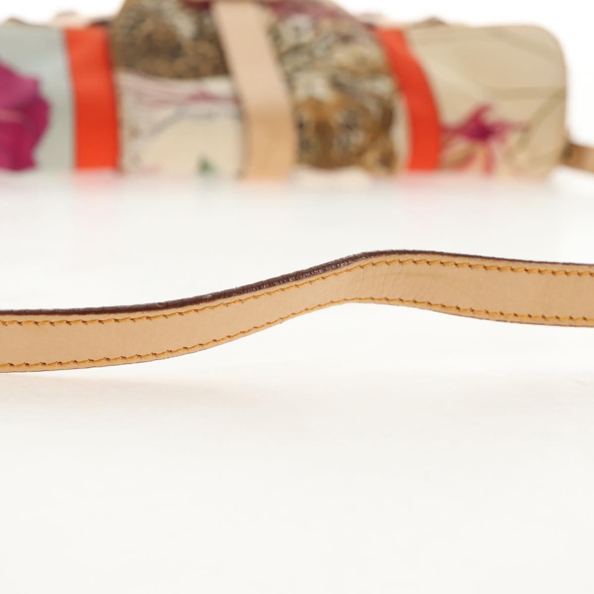 Salvatore Ferragamo Animal Pattern Shoulder Bag Nylon Leather Beige Auth ep11184