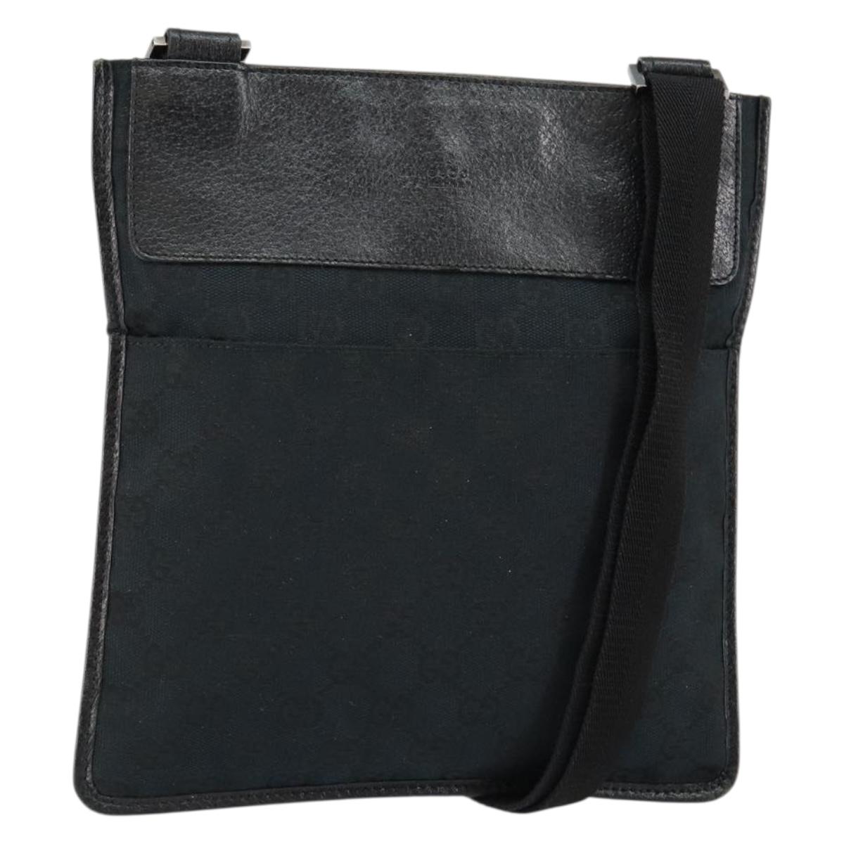 GUCCI GG Canvas Shoulder Bag Black Silver 27639 Auth ep11186