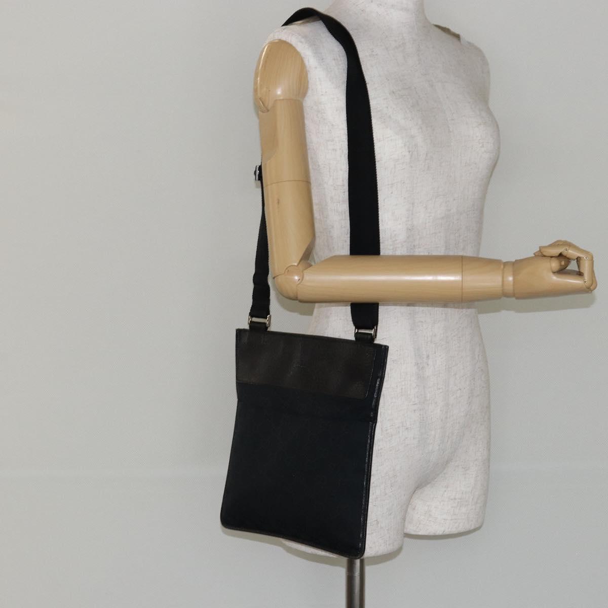 GUCCI GG Canvas Shoulder Bag Black Silver 27639 Auth ep11186A
