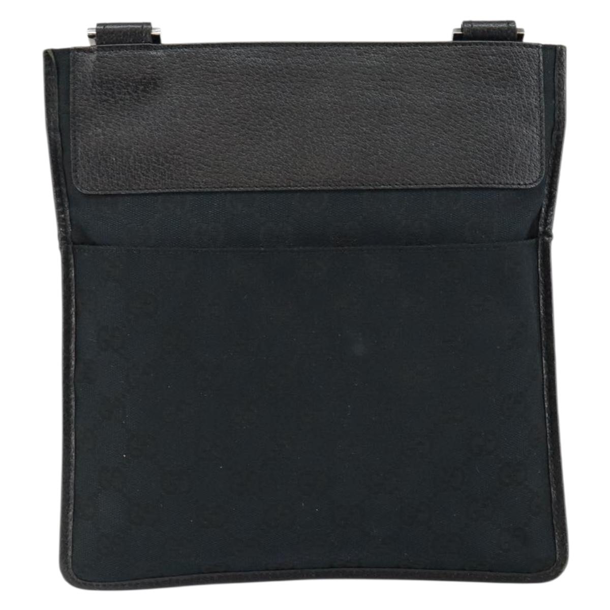 GUCCI GG Canvas Shoulder Bag Black Silver 27639 Auth ep11186A