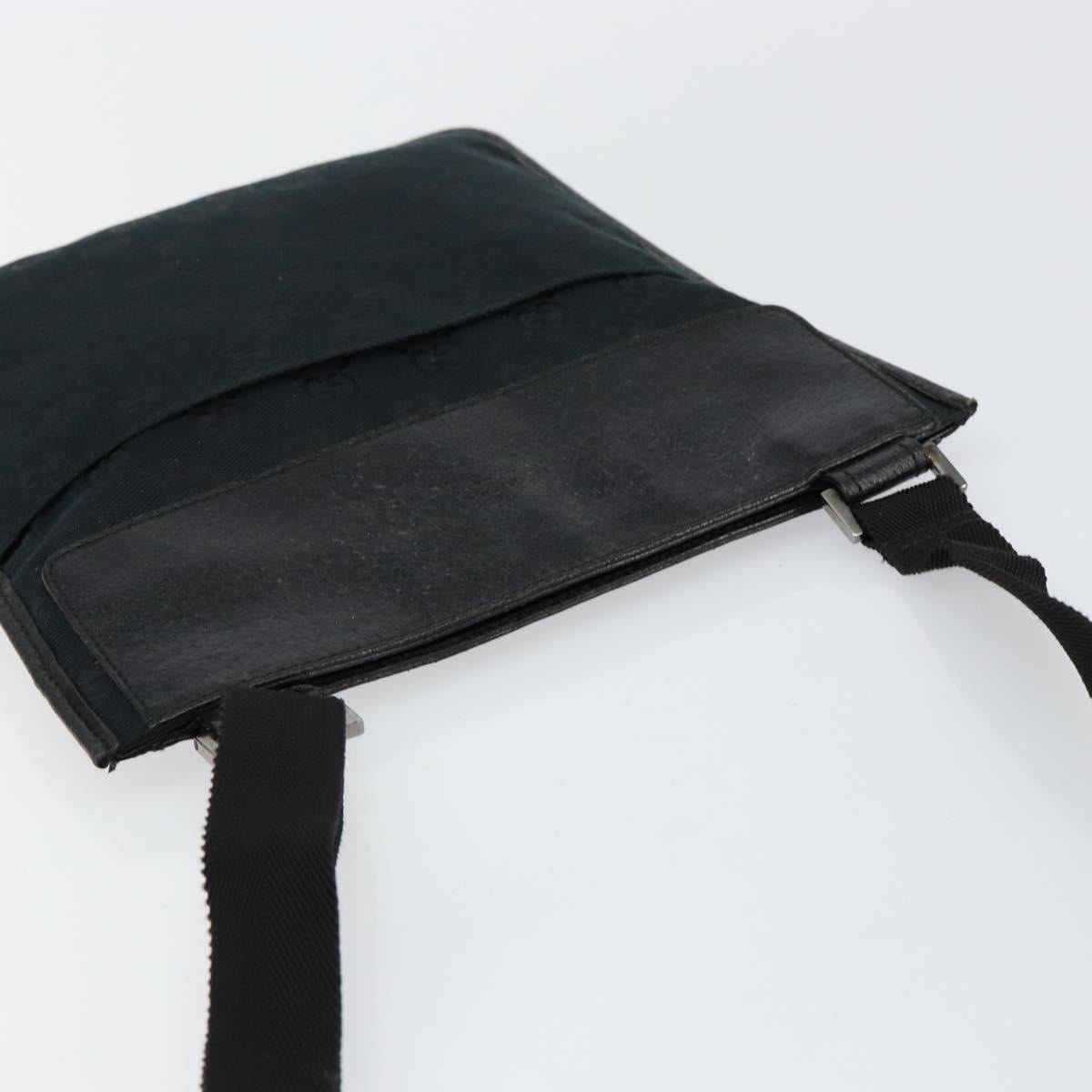 GUCCI GG Canvas Shoulder Bag Black Silver 27639 Auth ep11186A