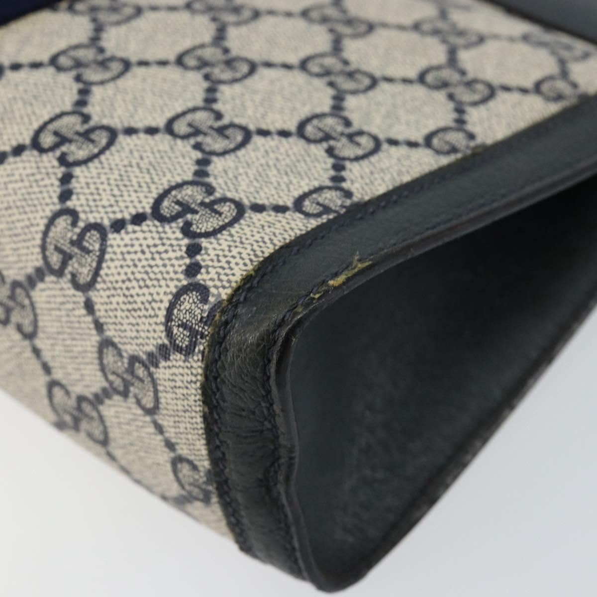 GUCCI GG Supreme Sherry Line Clutch Bag PVC Navy Fuchsia 89 01 001 Auth ep11187