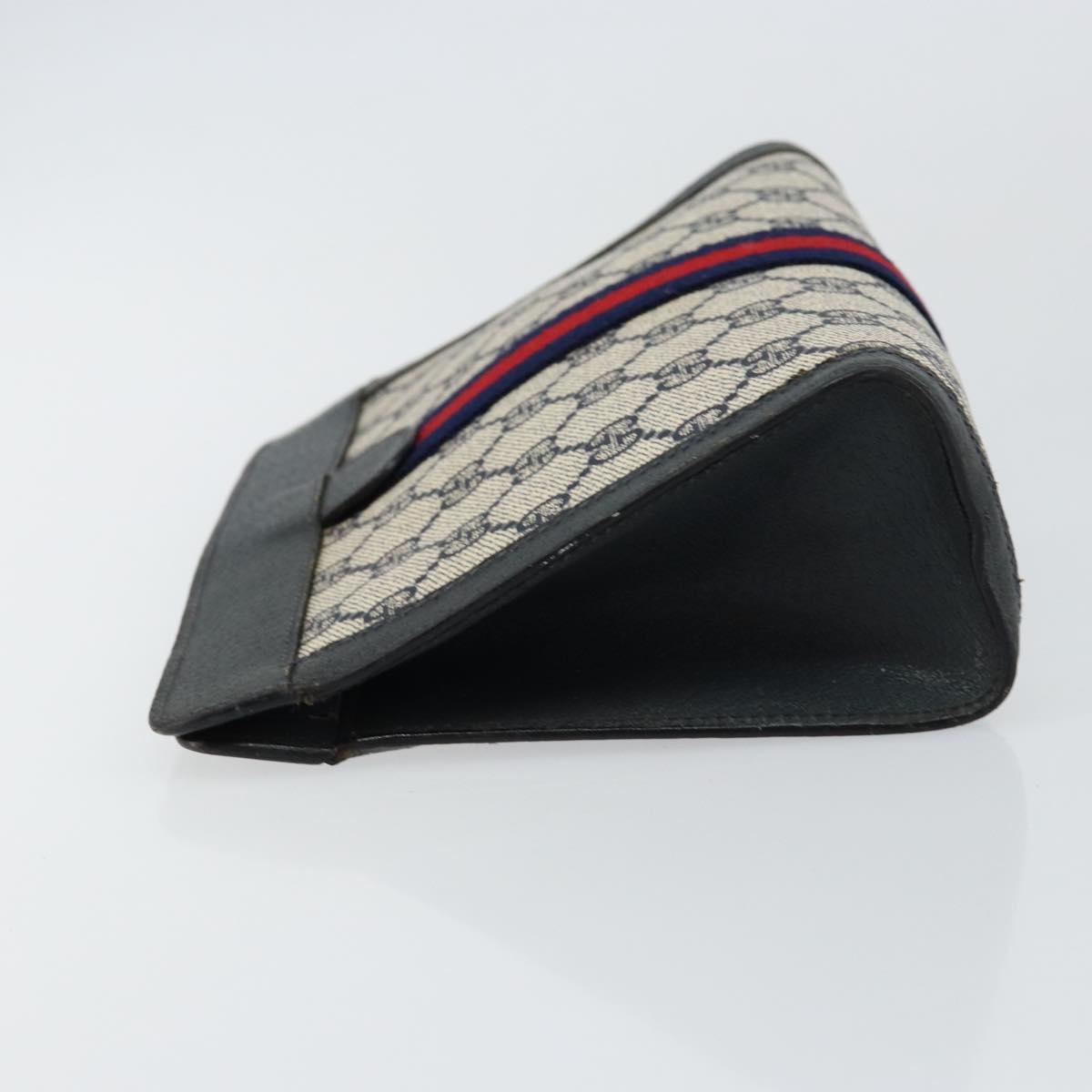 GUCCI GG Supreme Sherry Line Clutch Bag PVC Navy Fuchsia 89 01 001 Auth ep11187