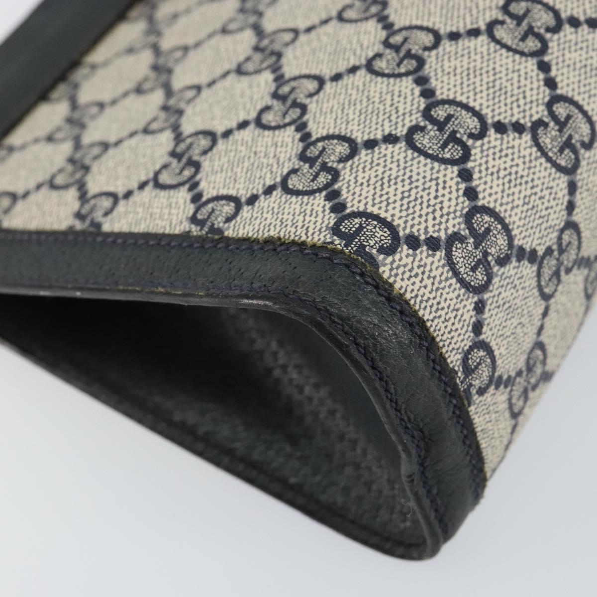 GUCCI GG Supreme Sherry Line Clutch Bag PVC Navy Fuchsia 89 01 001 Auth ep11187