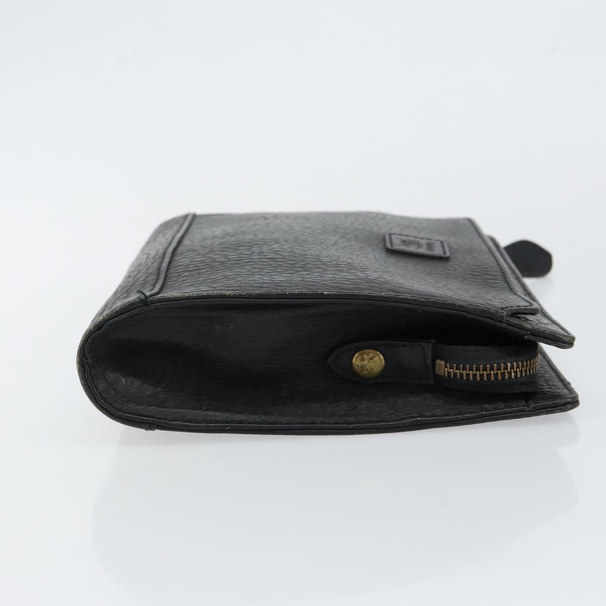 Burberrys Clutch Bag Leather Black Auth ep11188