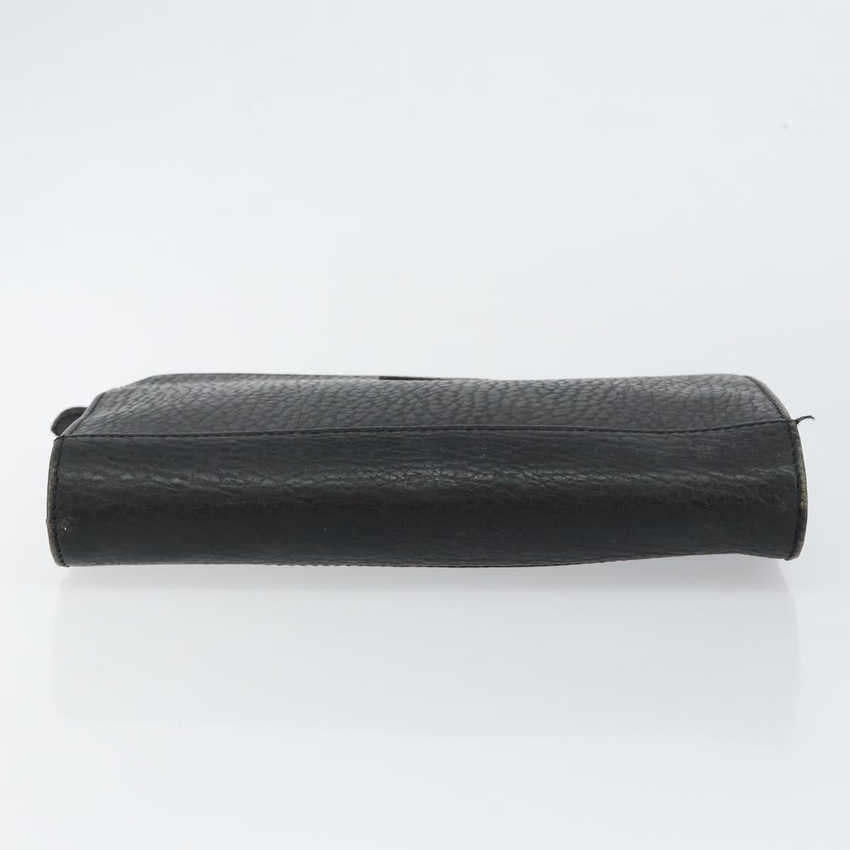 Burberrys Clutch Bag Leather Black Auth ep11188