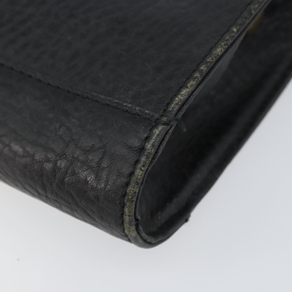 Burberrys Clutch Bag Leather Black Auth ep11188