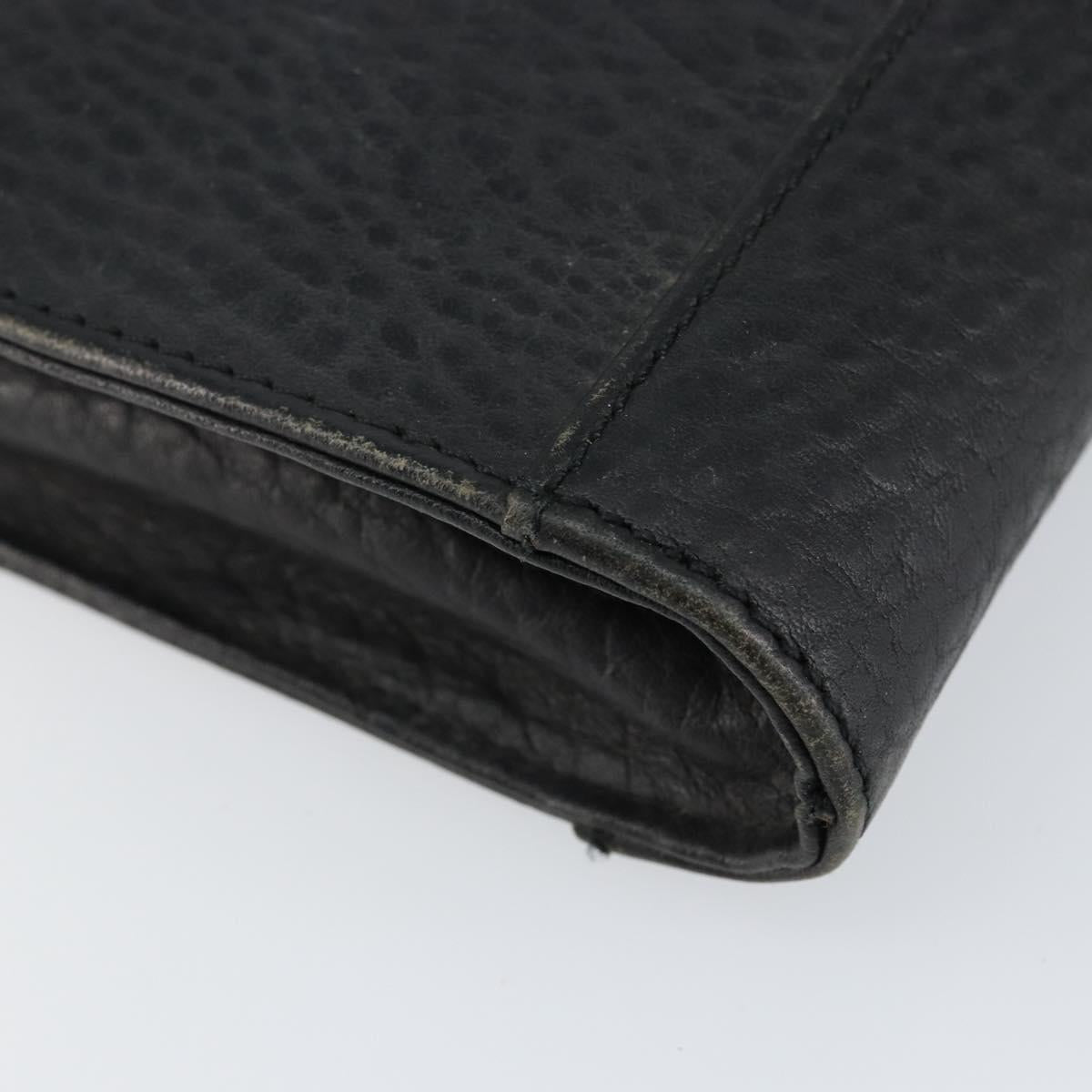 Burberrys Clutch Bag Leather Black Auth ep11188
