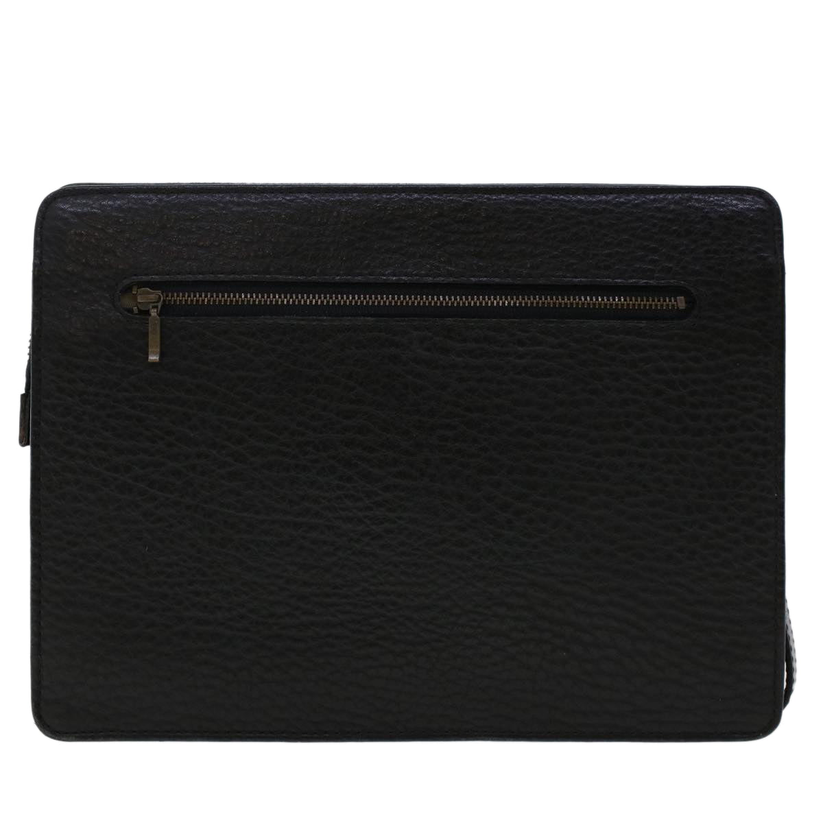 Burberrys Clutch Bag Leather Black Auth ep1119