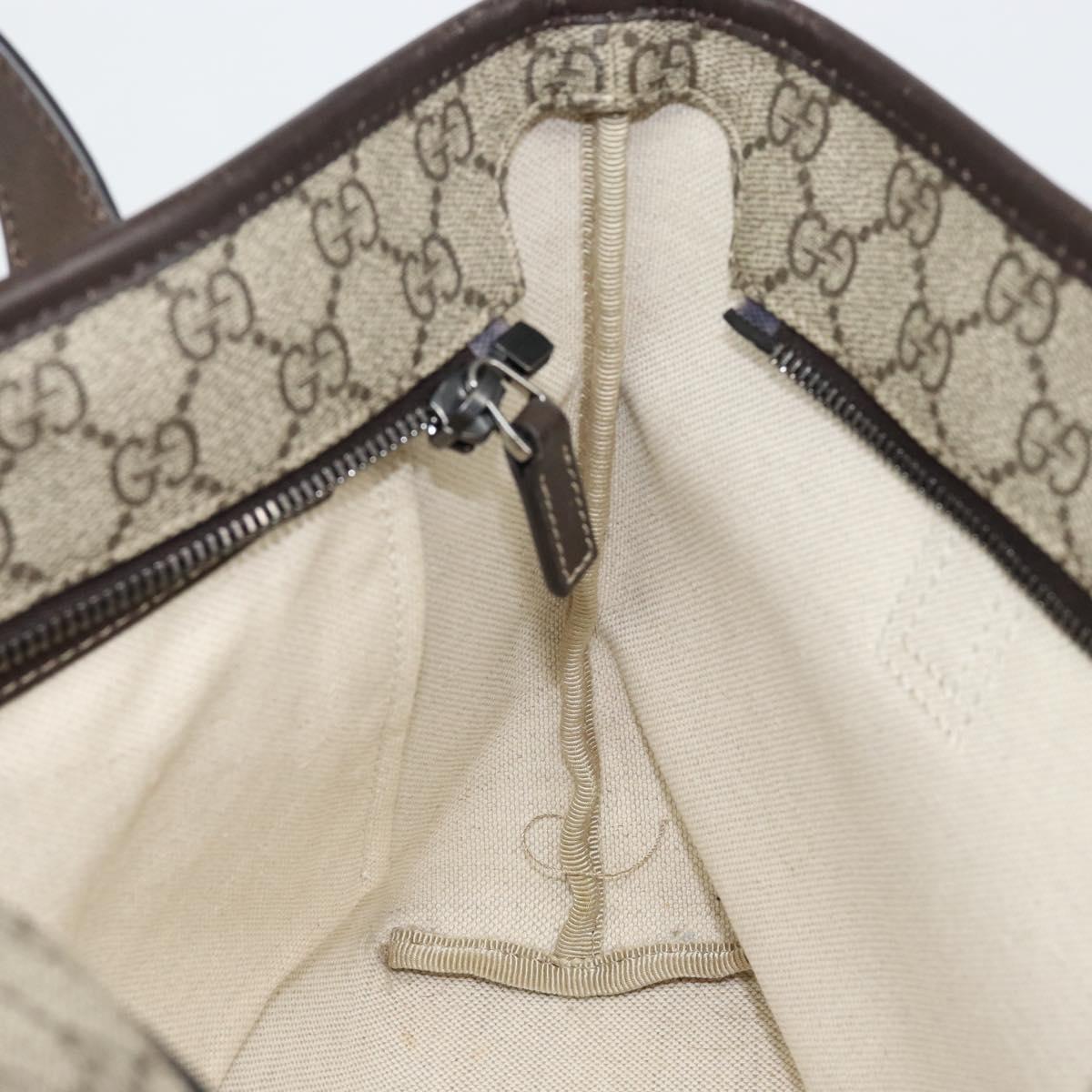 GUCCI GG Supreme Tote Bag PVC Leather Beige Auth ep11190