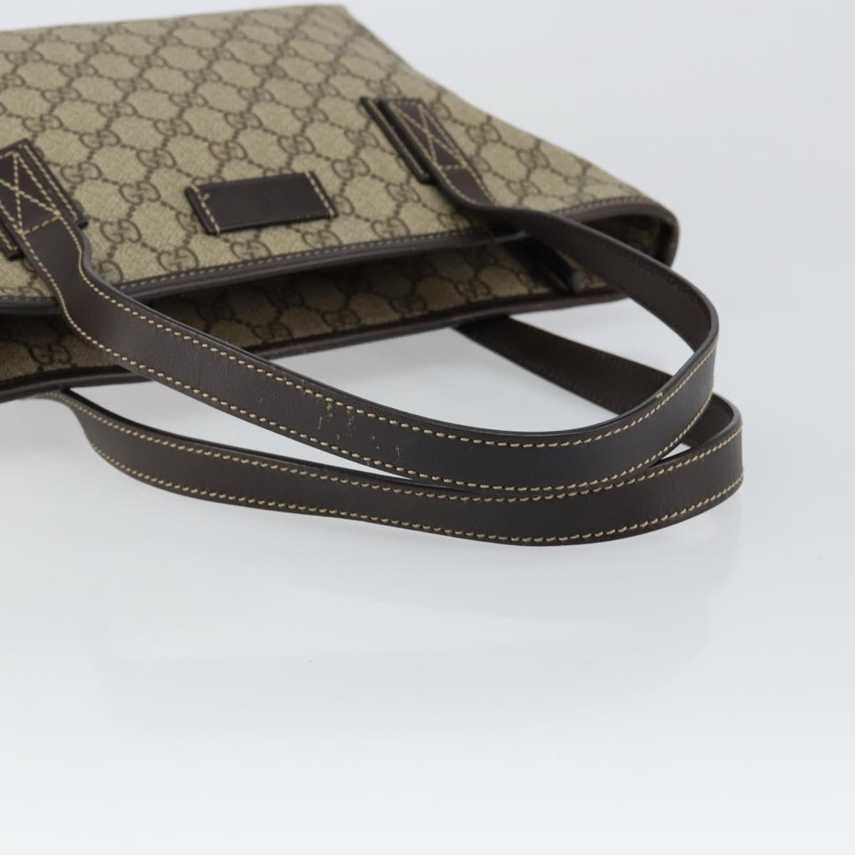 GUCCI GG Supreme Tote Bag PVC Leather Beige Auth ep11190