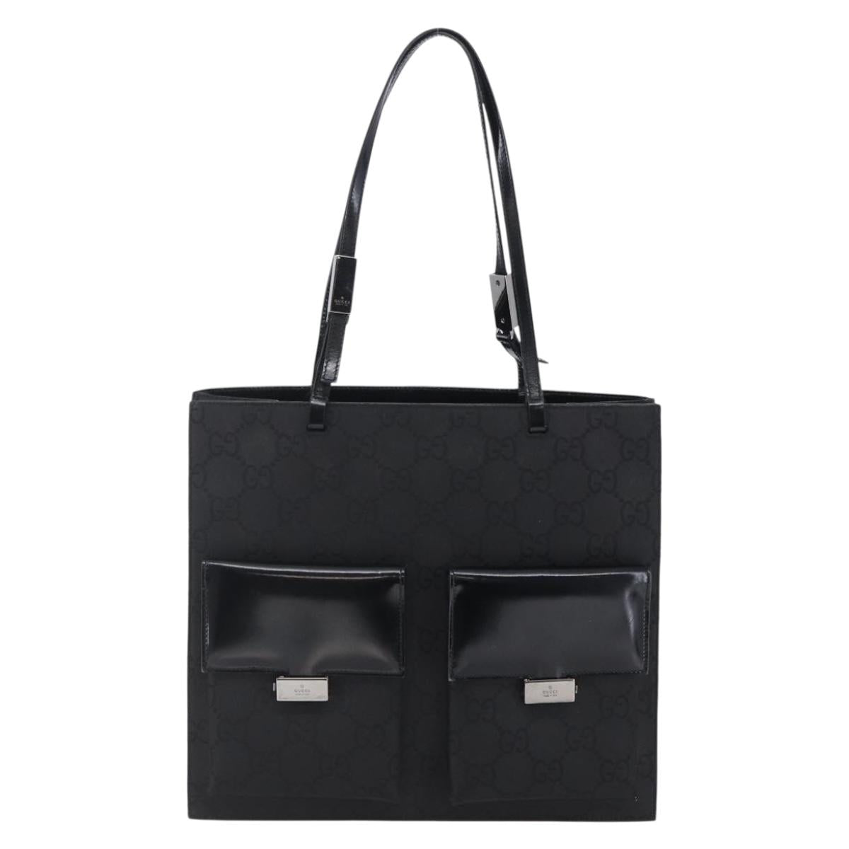 GUCCI GG Canvas Tote Bag Nylon Black Auth ep11191