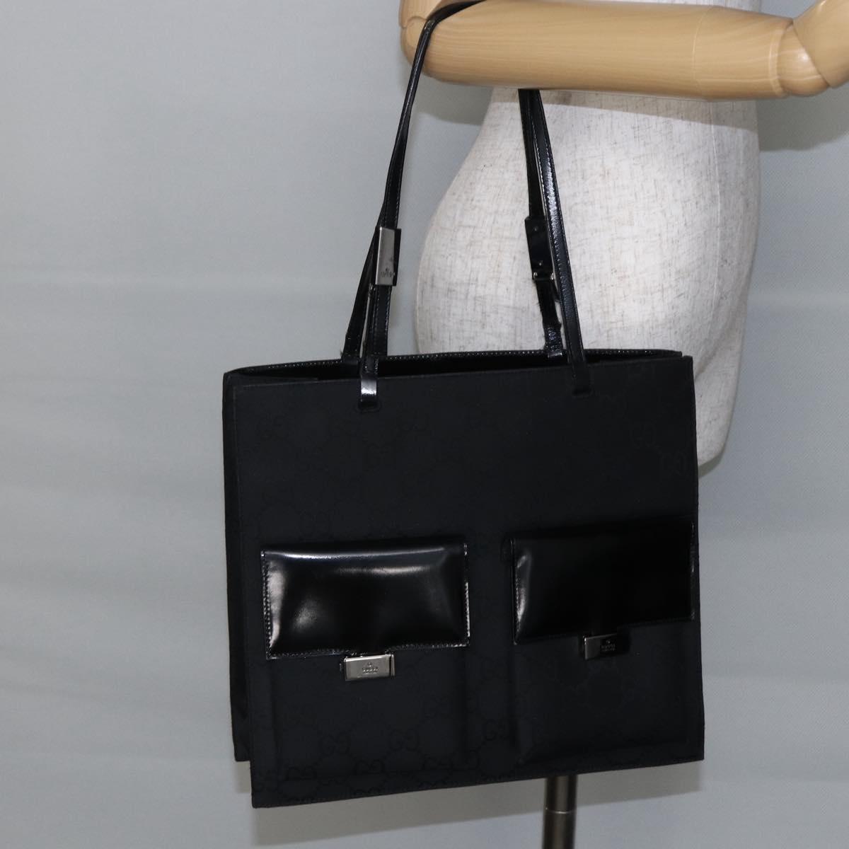 GUCCI GG Canvas Tote Bag Nylon Black Auth ep11191