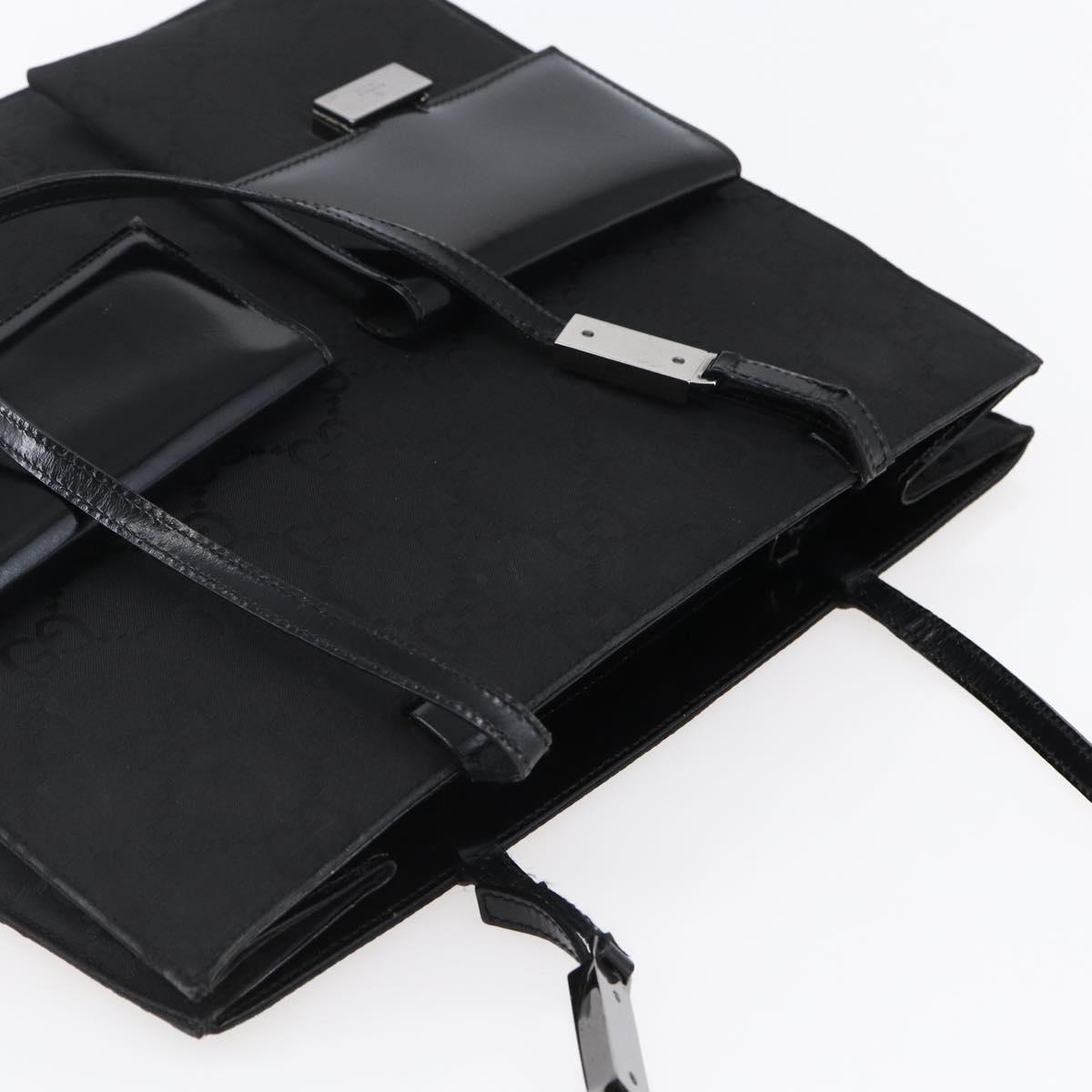 GUCCI GG Canvas Tote Bag Nylon Black Auth ep11191