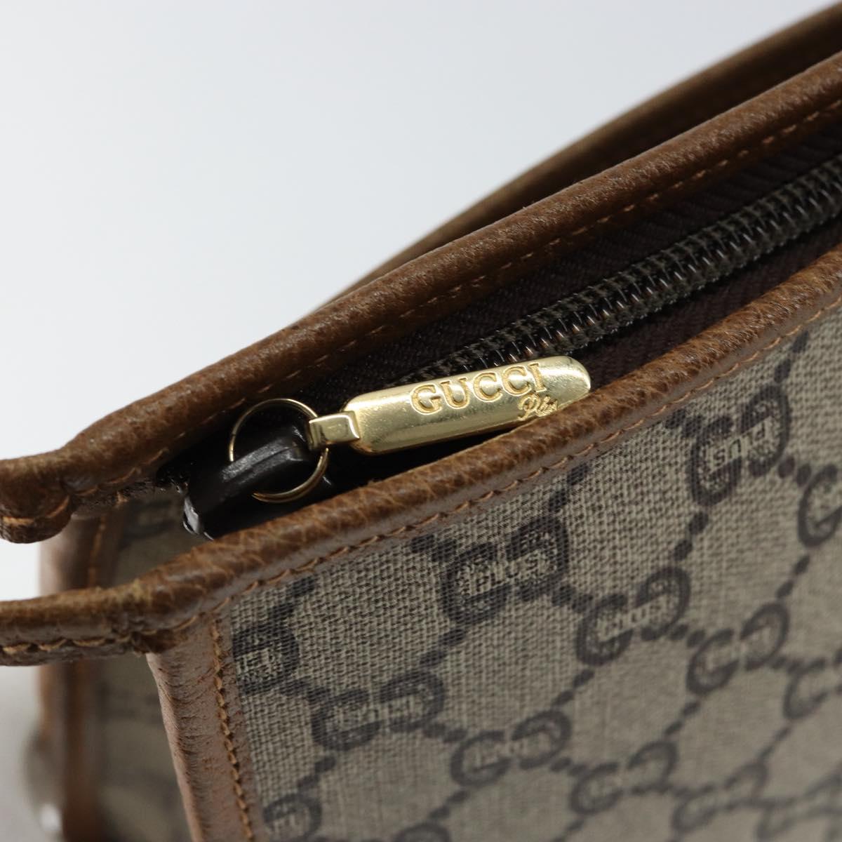 GUCCI GG Plus Supreme Clutch Bag PVC Beige Gold Auth ep11196