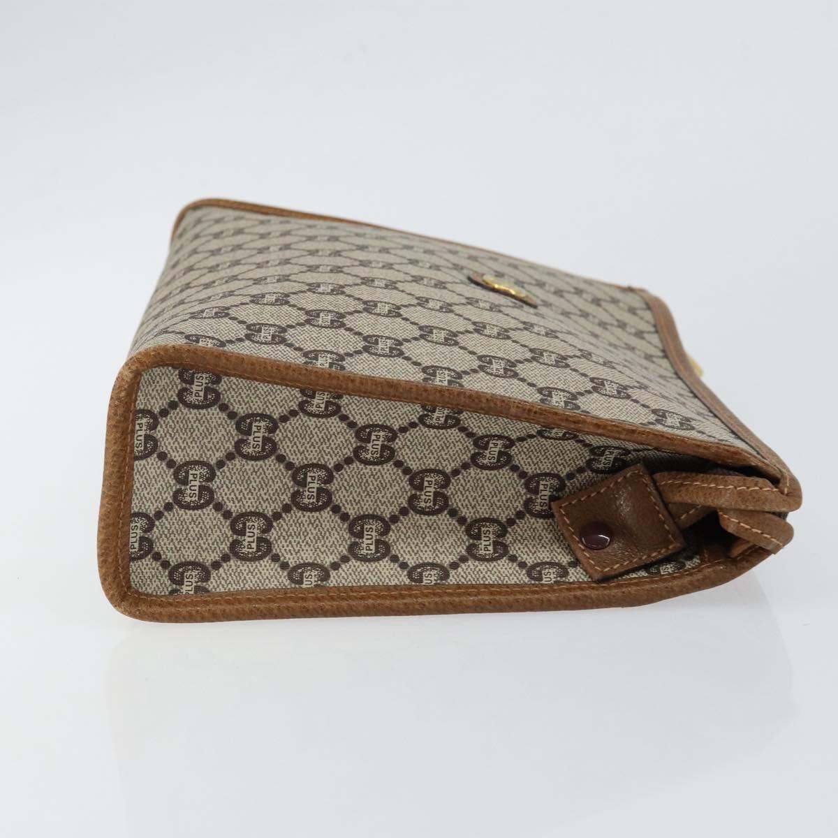 GUCCI GG Plus Supreme Clutch Bag PVC Beige Gold Auth ep11196