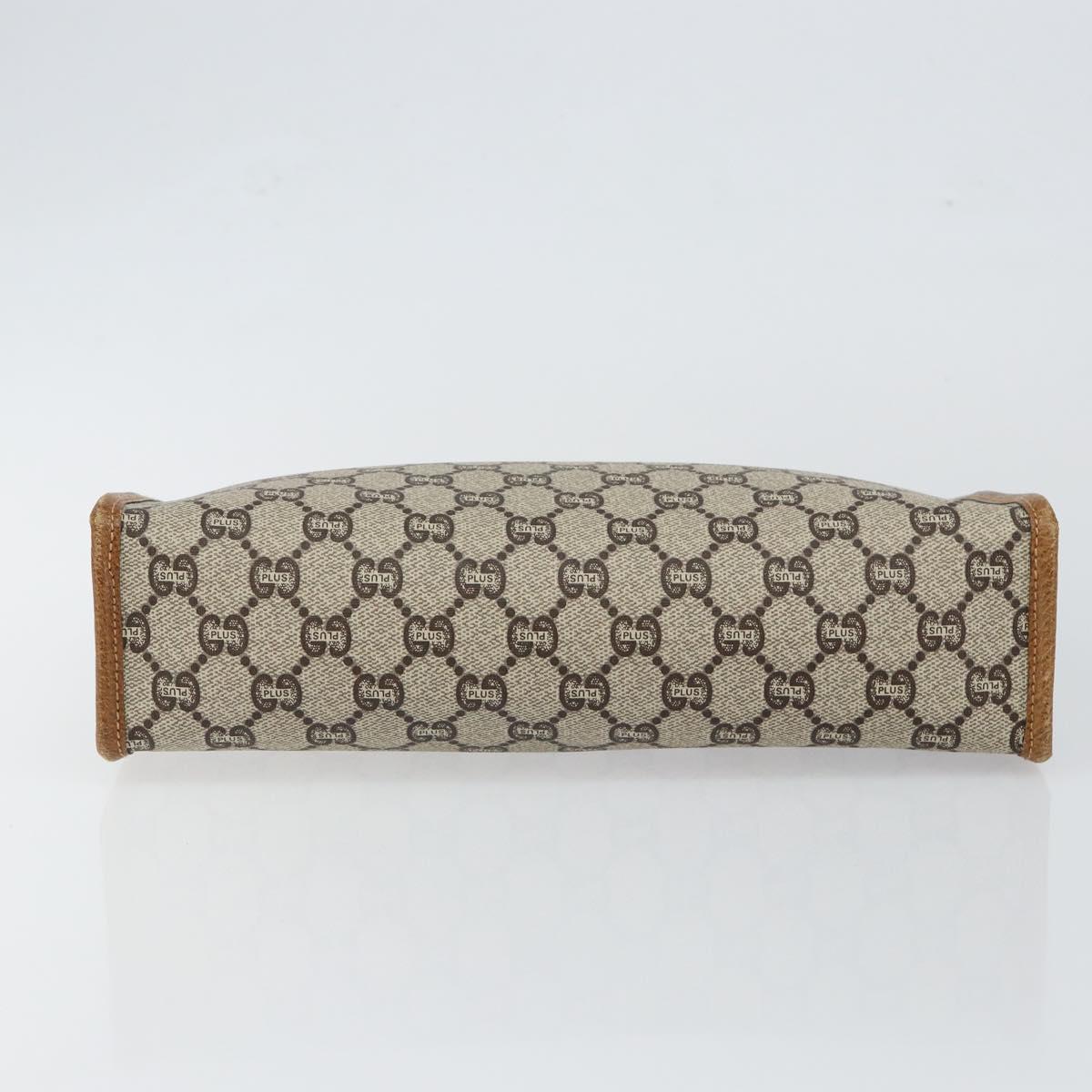 GUCCI GG Plus Supreme Clutch Bag PVC Beige Gold Auth ep11196