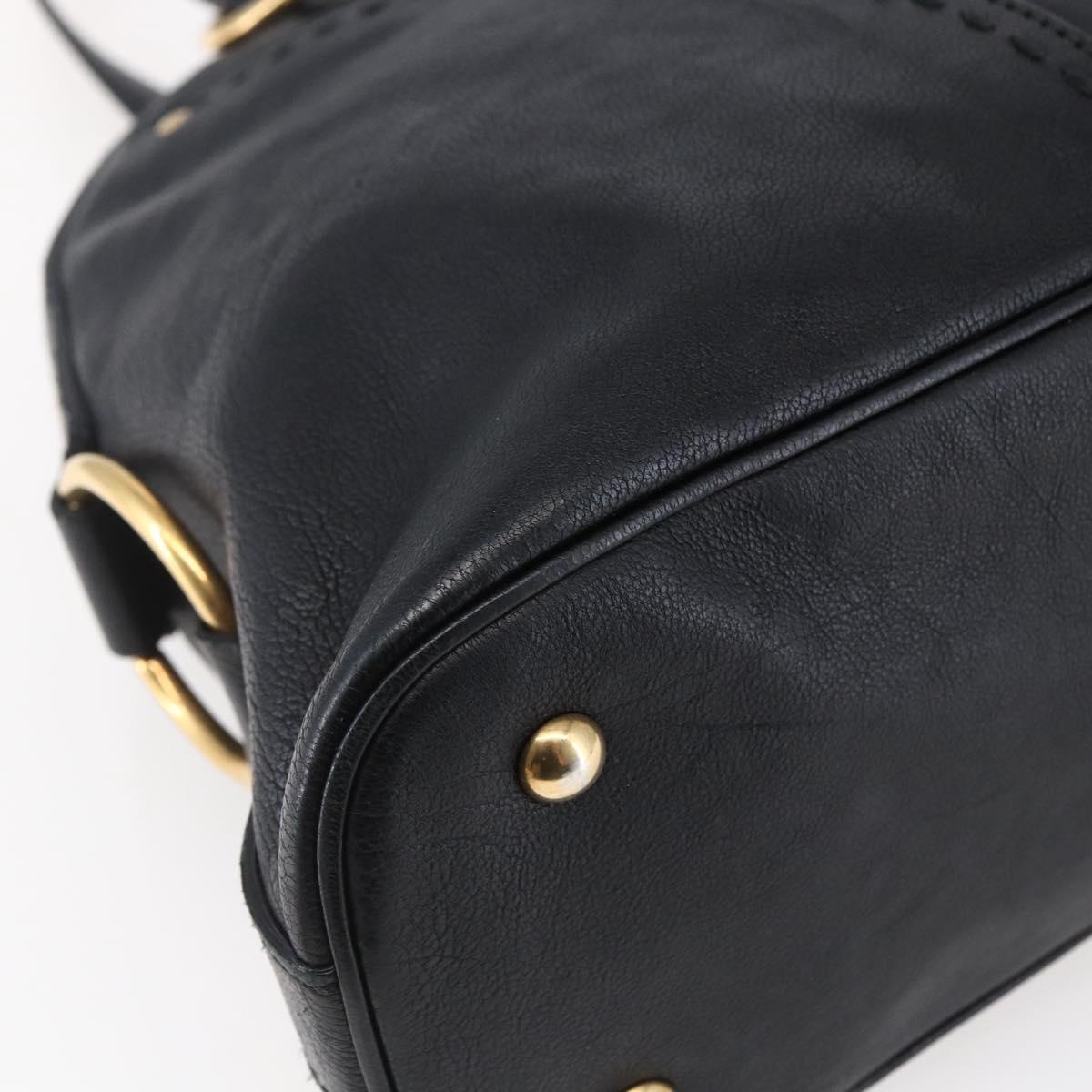 SAINT LAURENT Muse Hand Bag Leather Black Gold 156465 Auth ep11198