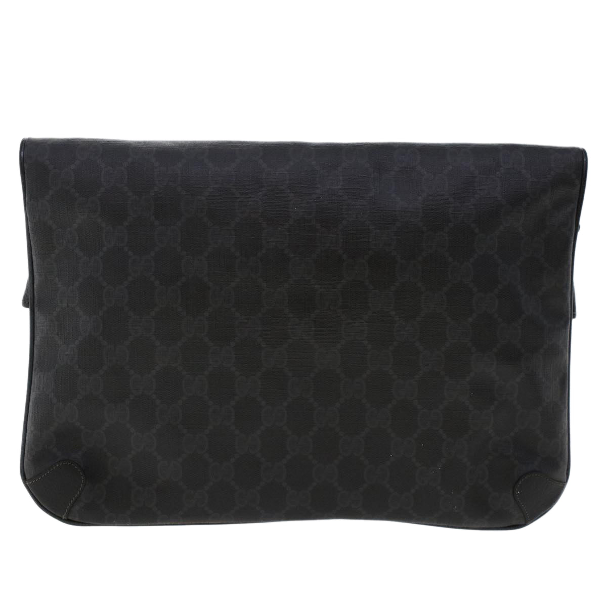 GUCCI GG Canvas Clutch Bag PVC Leather Black 156.02.075 Auth ep1120