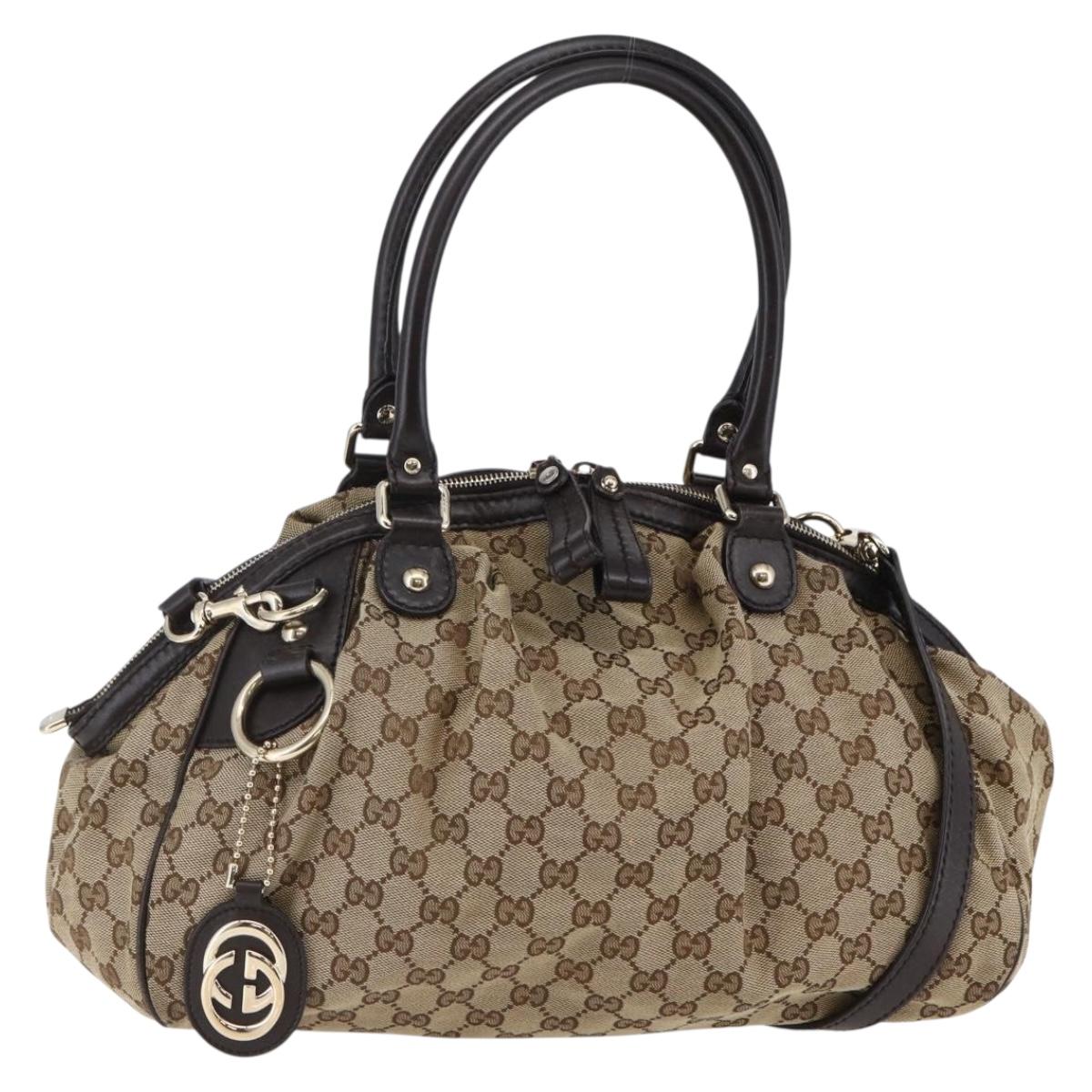GUCCI GG Canvas Sukey Tote Bag 2way Beige Gold 223974 Auth ep11201