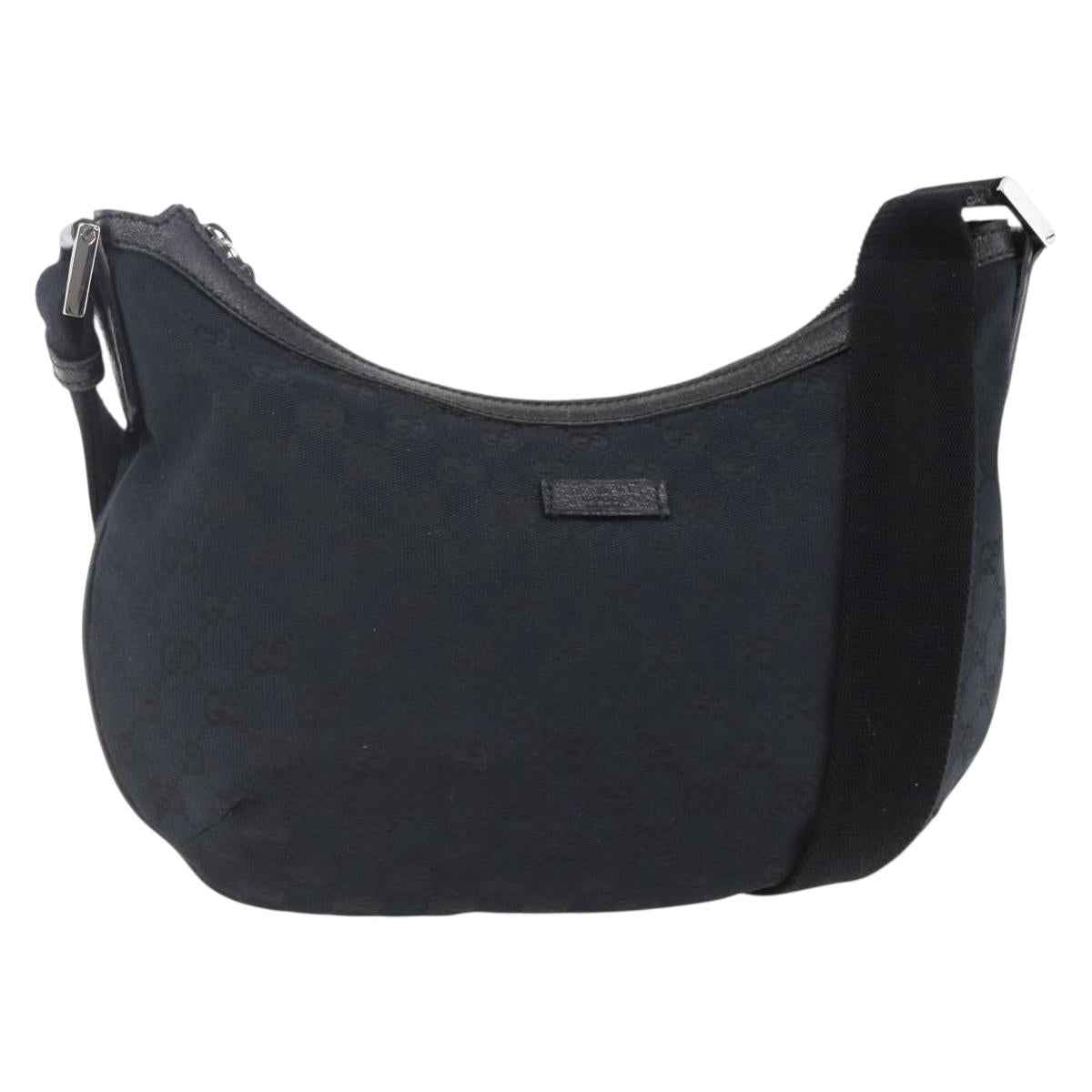 GUCCI GG Canvas Shoulder Bag Black Silver 181092 Auth ep11202