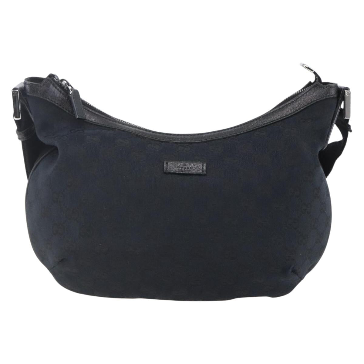 GUCCI GG Canvas Shoulder Bag Black Silver 181092 Auth ep11202