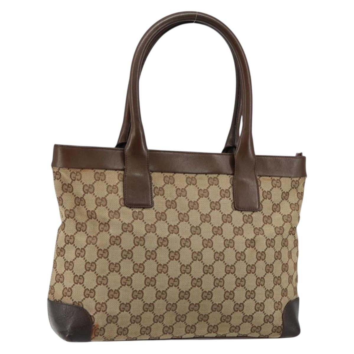 GUCCI GG Canvas Tote Bag Beige Gold 33890 Auth ep11203