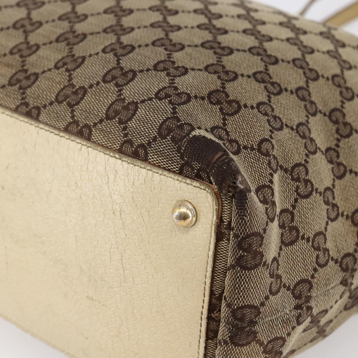 GUCCI GG Canvas Tote Bag Beige Gold 120836 Auth ep11204