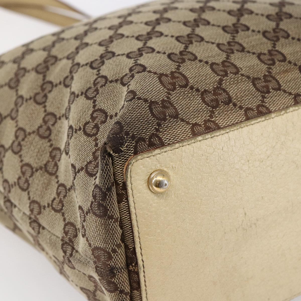 GUCCI GG Canvas Tote Bag Beige Gold 120836 Auth ep11204