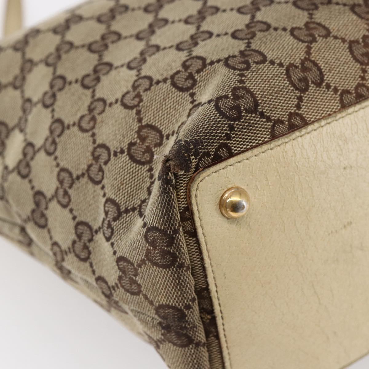 GUCCI GG Canvas Tote Bag Beige Gold 120836 Auth ep11204